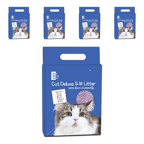 마마쇼 디럭스 가는입자 두부모래 3kg, 8L, 5개, 라벤더향