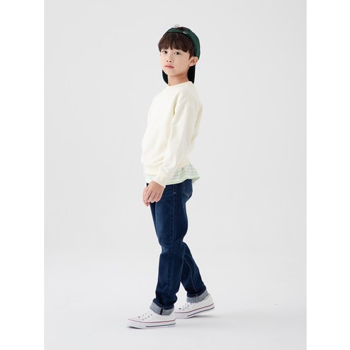 롤리트리 아동 스트레이트 핏 베이직 기모 데님 팬츠