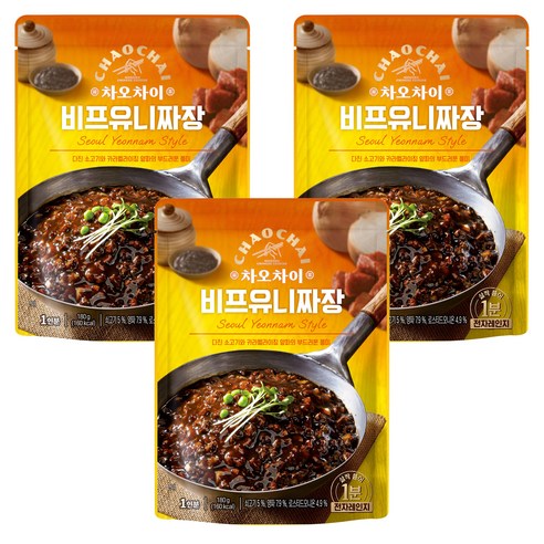 차오차이 비프 유니짜장, 180g, 3개