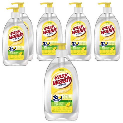 해피홈 주방세제 이지워시 레몬소다 용기, 6개, 720ml