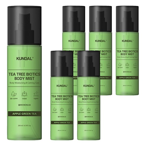 쿤달 티트리 바이오틱스 클리어 바디 미스트 애플그린티향 200ml, 244g, 6개