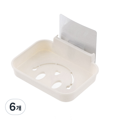 모나코올리브 파워접착 스마일 비누받침대, 아이보리, 6개