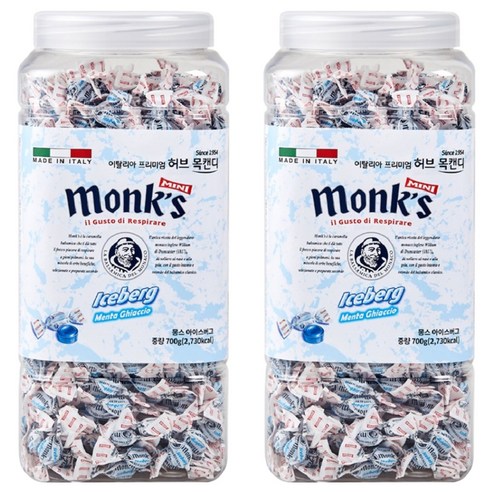 몽스 아이스버그 프리미엄 허브 목캔디, 700g, 2개