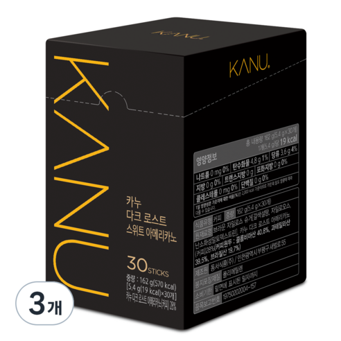 맥심 카누 콜롬비아 다크 로스트 스위트 아메리카노, 5.4g, 30개입, 3개, 5.4g