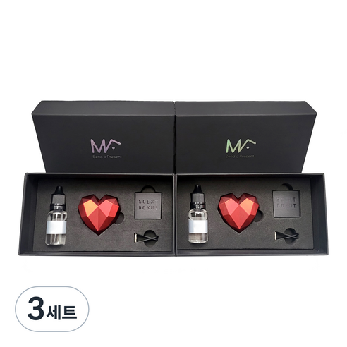 엠퓨처 차량용 하트 방향제 매트 레드 2p + 오일 15ml x 2p + 3cm 클립 2p + 오일솜 2p, 오일(클린코튼), 3세트