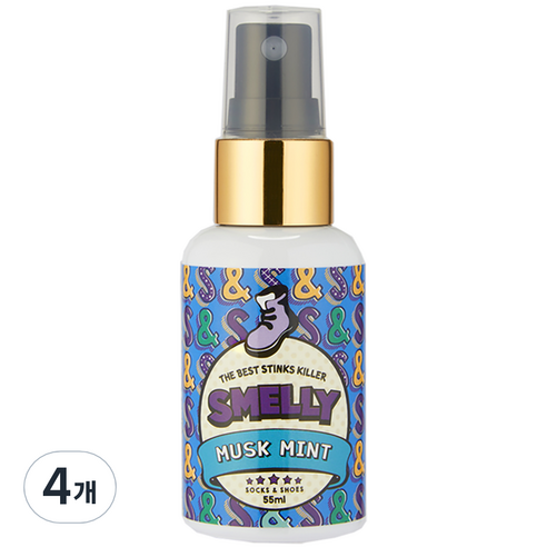 스멜리 삭스앤슈즈 탈취제 머스크민트, 55ml, 4개