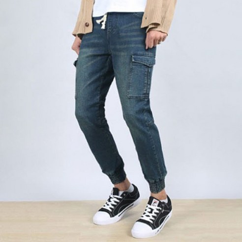 엣지애 남성용 밴딩 청 조거팬츠 MCPIN8056S9