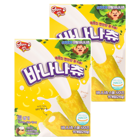 슈퍼포우 강아지 바나나츄 덴탈껌, 바나나, 210g, 2개