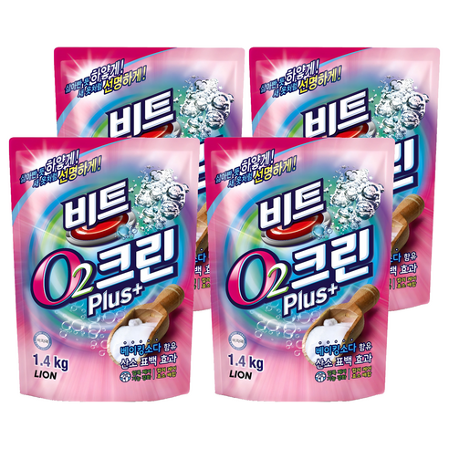 비트 O2크린 플러스 표백제, 1.4kg, 4개