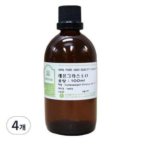 허브솝 레몬그라스 에센셜 오일 100ml, 4개