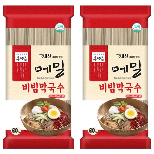 봉평촌 메밀 비빔 막국수, 600g, 2개