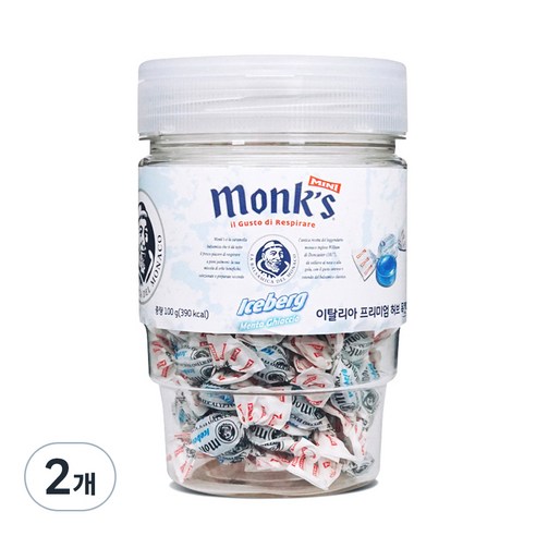 Monks 차량 컵홀더용 아이스버그 허브 캔디, 100g, 2개