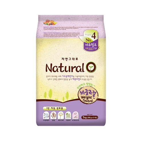 네츄럴오 유기농 쌀과 연어 체중조절 고양이 사료, 1kg