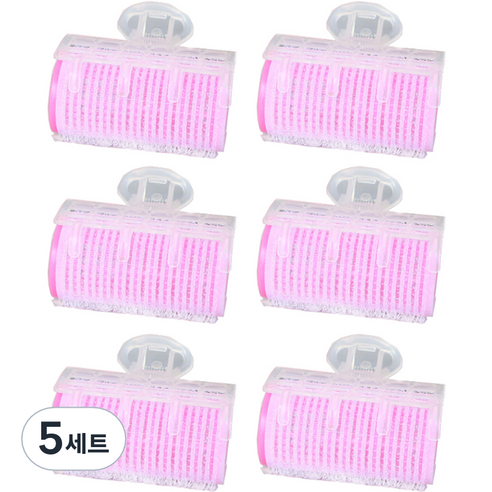 닐로 대형 헤어롤 6p + 집게 6p 세트, 핑크, 5세트