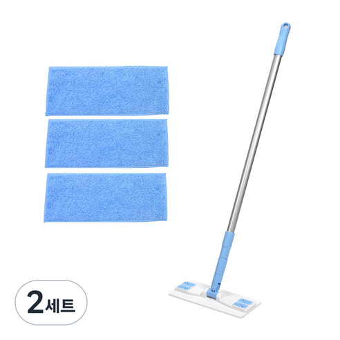 에이클린 밀대 청소기 화이트 + 스카이 소형 25cm + 분섬사 패드 블루 3p 세트, 2세트