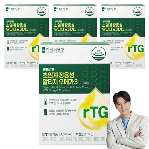 한미양행 초임계 장용성 알티지 오메가3 31.5g, 30정, 4개