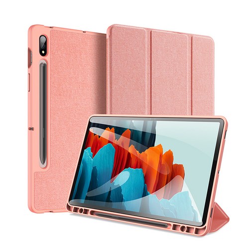 뷰씨 S펜수납 DOMO 스마트 북커버 태블릿 PC 케이스, 핑크