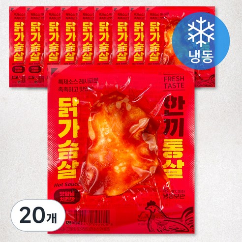 한끼통살 통살 닭가슴살 핫양념치킨맛 (냉동), 100g, 20개