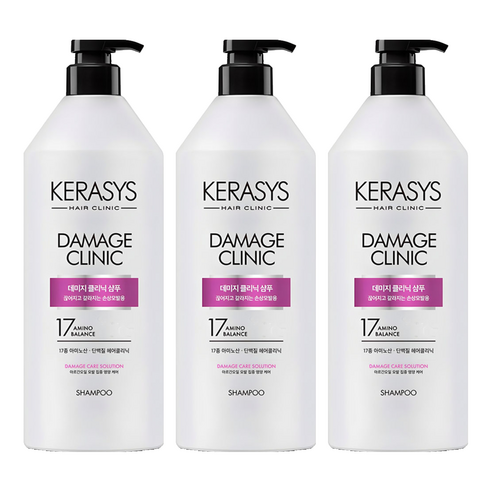 케라시스 데미지 클리닉 손상케어 단백질 샴푸 플로럴파우더향, 980ml, 3개