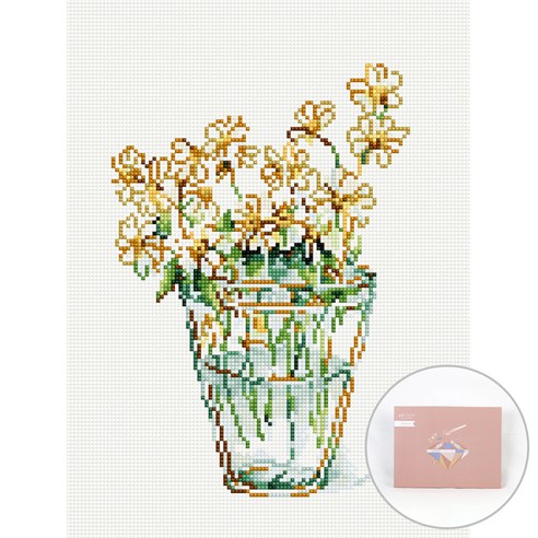 아트조이 DIY 보석십자수 캔버스형 30 x 40 cm, 데이지, 1세트