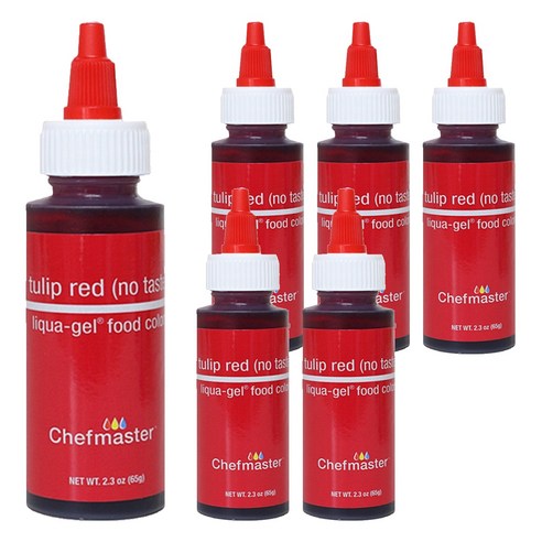 셰프마스터 리쿠아젤 식용색소 튤립레드, 65g, 6개