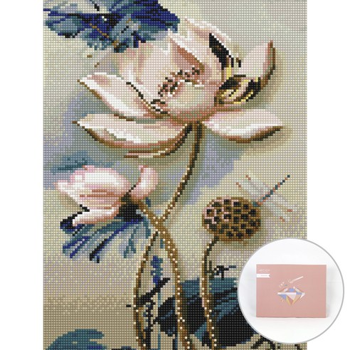 아트조이 DIY 보석십자수 캔버스형 30 x 40 cm, 연꽃, 1개