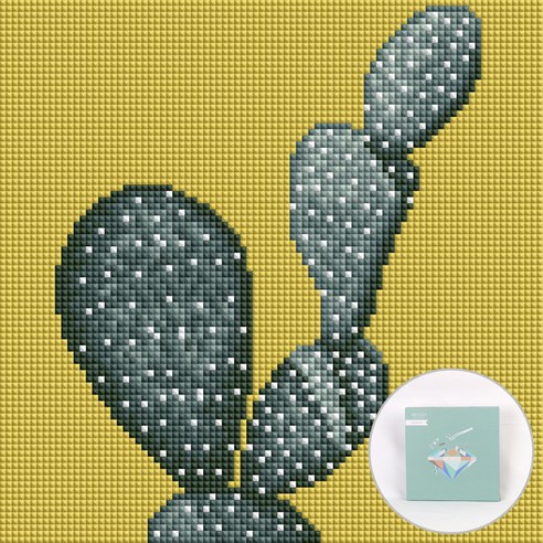 아트조이 DIY 보석십자수 세트 캔버스형 25 x 25 cm, 손바닥 선인장, 1세트