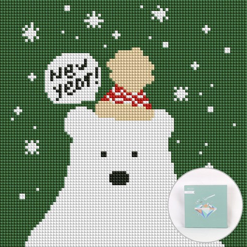 아트조이 DIY 보석십자수 세트 캔버스형 25 x 25 cm, 북극곰, 1세트