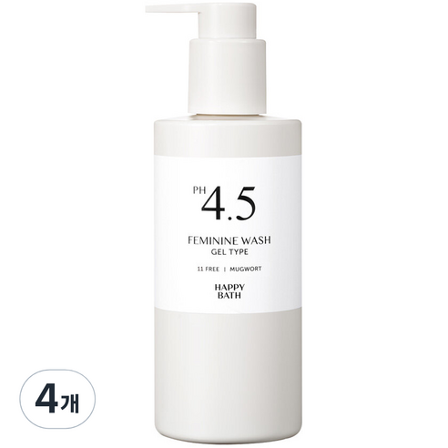 해피바스 PH4.5 약산성 쑥 여성 청결제, 4개, 250g