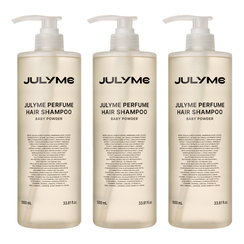 줄라이미 대용량 퍼퓸 헤어 샴푸 베이비 파우더향, 1000ml, 3개