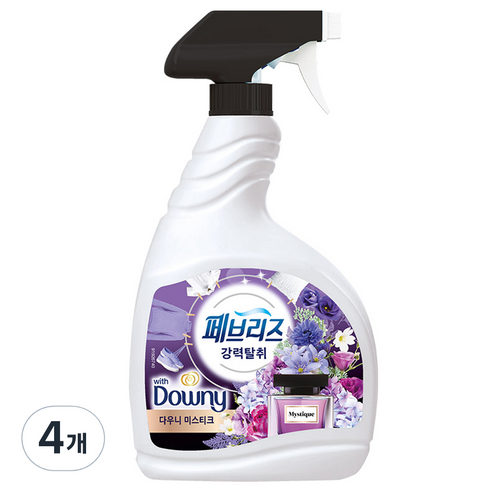 페브리즈 섬유탈취제 강력탈취 미스티크 본품, 900ml, 4개