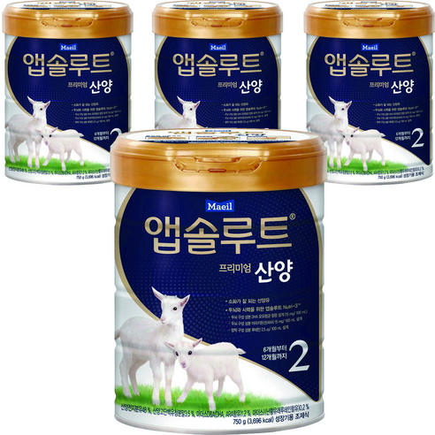 앱솔루트 프리미엄 산양 분유 2단계, 750g, 4개