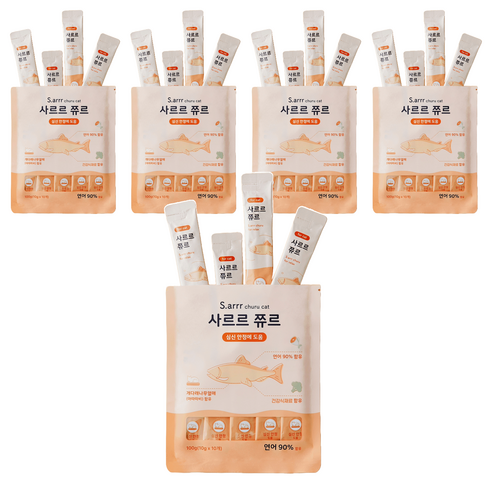 동원아르르 사르르 쮸르 짜먹는 고양이간식 심신안정, 연어, 100g, 5개