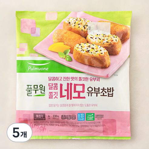풀무원 달콤쫄깃 네모 유부초밥, 330g, 5개