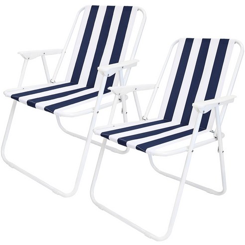 캠핑의자  K4Camp One Touch Striped Chair, Blue, Two