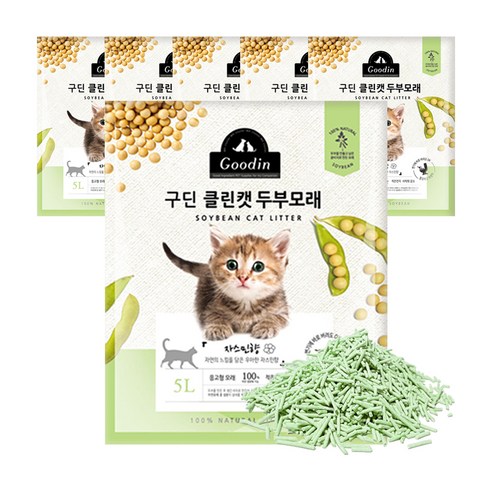 구딘 클린캣 고양이 두부모래 자스민향, 5L, 6개