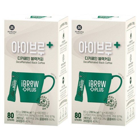 아이브루 플러스 디카페인 블랙커피, 1g, 80개입, 2개