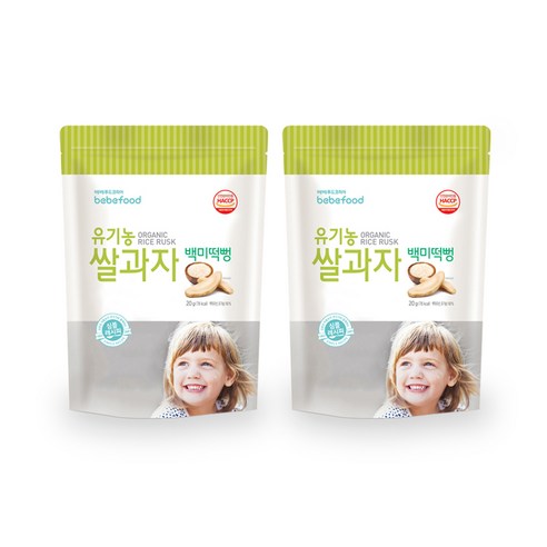 베베푸드 유기농 쌀과자 떡뻥 20g, 백미, 2개