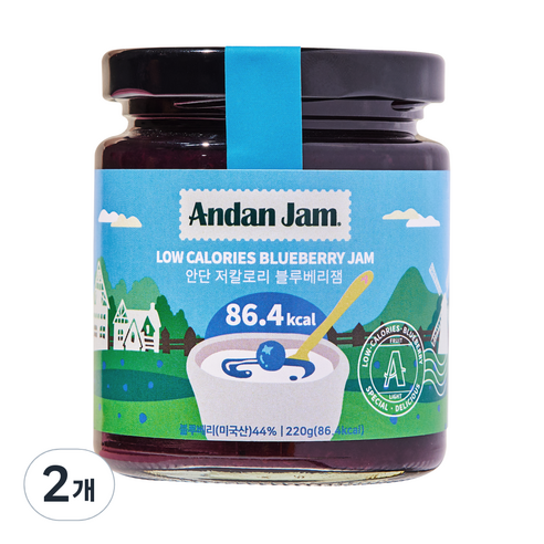 안단잼 저칼로리 블루베리잼, 220g, 2개