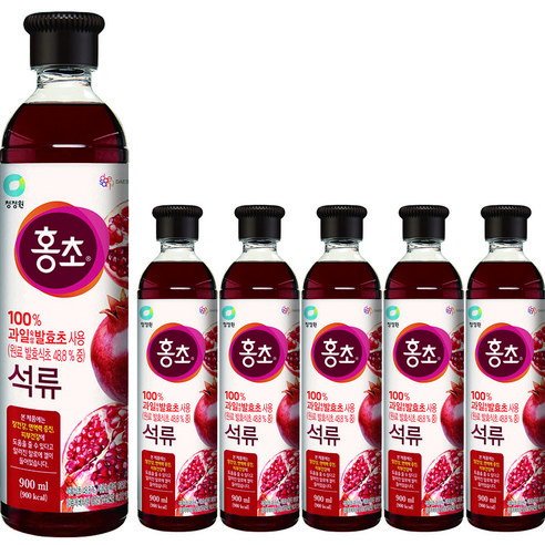 청정원 홍초 100% 자연발효초 사용 석류, 900ml, 6개