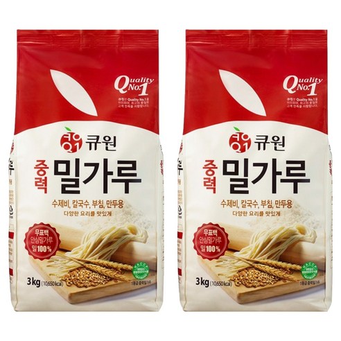 [큐원] 다목적용밀가루, 3kg, 2개