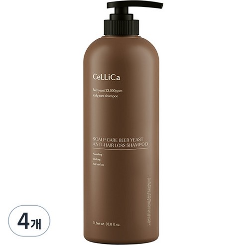 셀리카 두피케어 맥주효모 탈모기능성 샴푸, 1000ml, 4개