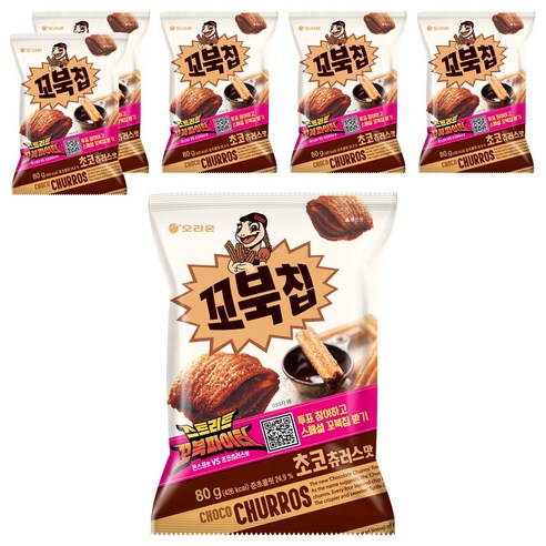 오리온 꼬북칩 초코츄러스 미니 과자, 80g, 6개