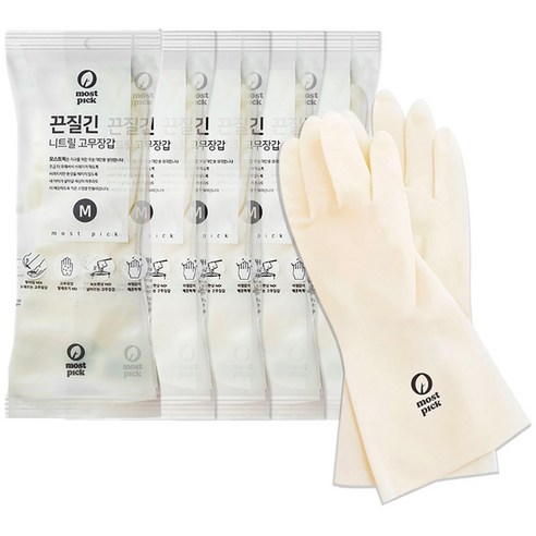 모스트픽 끈질긴 니트릴 고무장갑, 화이트, 중(M), 5개