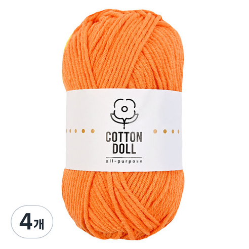 니뜨 코튼돌 뜨개실 50g, 4개, 7오렌지