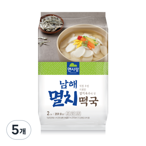 면사랑 남해 멸치 떡국 2인, 359.8g, 5개
