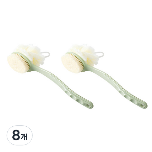 아리코 양면 바디 브러쉬 앤 샤워볼, 그린, 8개, 1개입