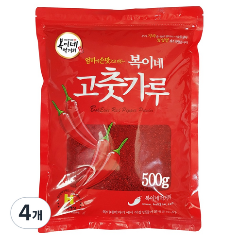 복이네먹거리 중국산 고춧가루 보통맛 김치용, 500g, 4개