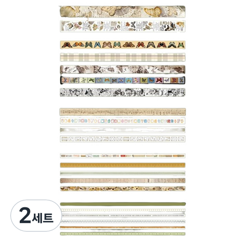 데이소이 레트로 감성 데코 테이프 2m 22p 세트, 버터플라이, 2세트