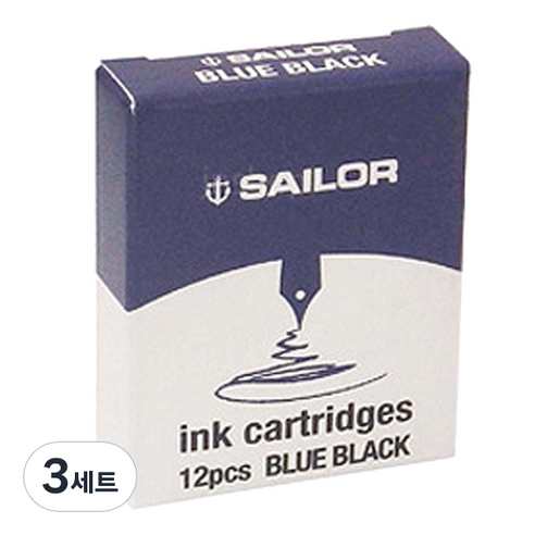세일러 잉크 카트리지 12p, 블루블랙, 3세트